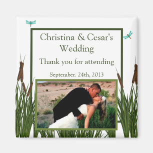 2 "x2" aankondiging magneet Cattail / Dragonfly in