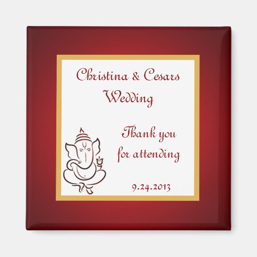 2 "x2" aankondiging magneet Lord Ganesha/Hindu Red (Voorkant)