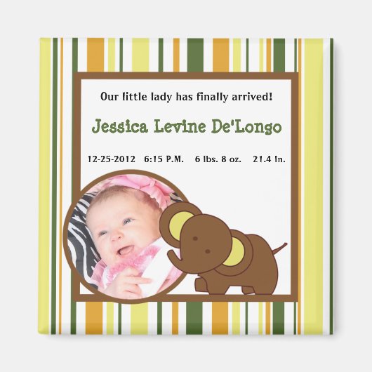 2 "x2" Aankondiging Magneet Oerwoud Baby's Dieren (Voorkant)