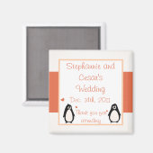 2 "x2" aankondiging magneet pinguïn liefde / harte (Voorkant / Achterkant)