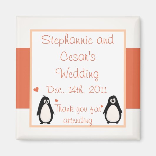 2 "x2" aankondiging magneet pinguïn liefde / harte (Voorkant)