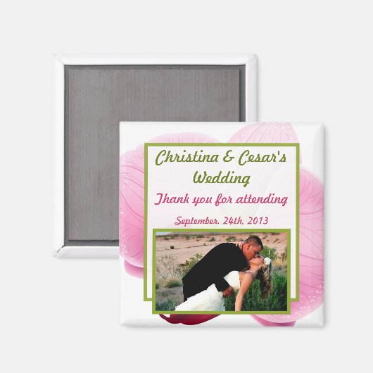 2 "x2" aankondiging magneet roze orchidee lange st (Voorkant / Achterkant)