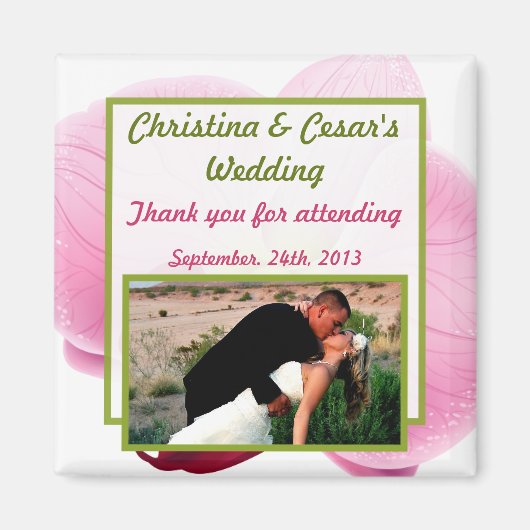 2 "x2" aankondiging magneet roze orchidee lange st (Voorkant)