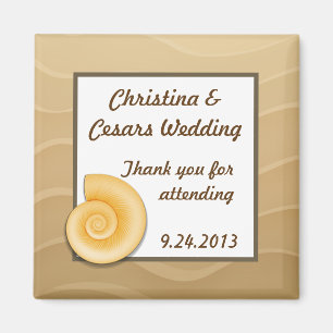 2 "x2" aankondiging magneet zeeschelpen op zandstr