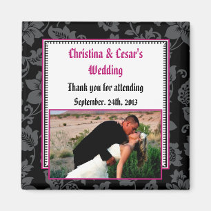 2 "x2" aankondiging magneet zwart bloemenheet roze