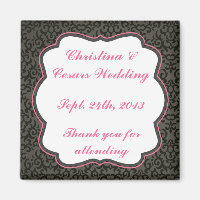 2"x2" Aankondigingsmagneet Damask/Stripes Roze Kra