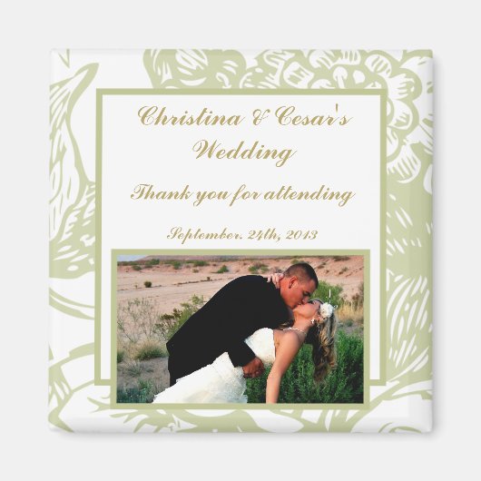 2"x2" Aankondigingsmagneet Groene Gerbera Daisy Bl Magneet (Voorkant)