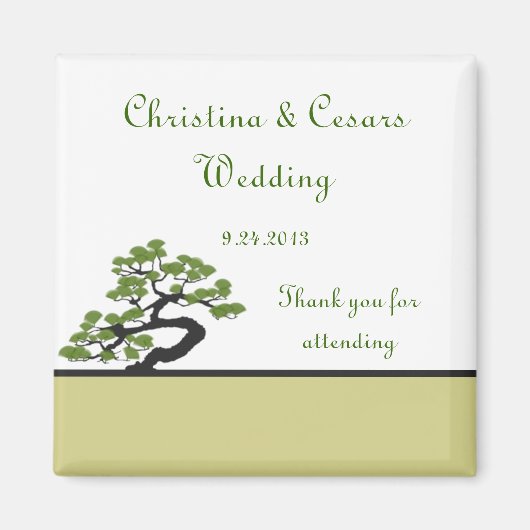 2"x2" Aankondigingsmagneet Japanse Groene Bonsai T Magneet (Voorkant)