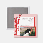 2"x2" Aankondigingsmagneet Rode Kersenbloesem Magneet (Voorkant / Achterkant)