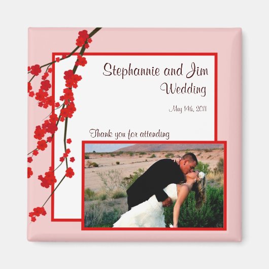 2"x2" Aankondigingsmagneet Rode Kersenbloesem Magneet (Voorkant)