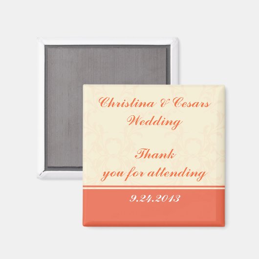 2"x2" aankondigingsmagneet Roze/Perzik formeel sch Magneet (Voorkant / Achterkant)