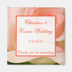 2 "x2" aankondigingsmagneet Roze/Perzik Roos met L Magneet