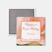 2"x2" Aankondigingsmagneet Roze/Perzik Roos met Le Magneet (Voorkant / Achterkant)