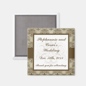 2"x2" Aankondigingsmagneet Tanish Brown Damask Magneet (Voorkant / Achterkant)