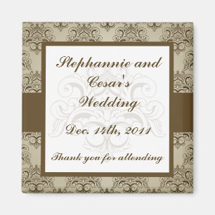 2"x2" Aankondigingsmagneet Tanish Brown Damask Magneet