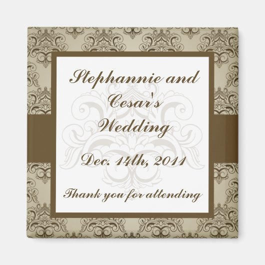 2"x2" Aankondigingsmagneet Tanish Brown Damask Magneet (Voorkant)