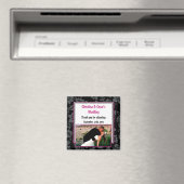 2"x2" Aankondigingsmagneet Zwart Bloemmotief Roze Magneet (Insitu (Vaatwasser))