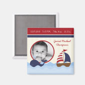 2 "x2" Ahoy Nautische Walvis Geboorteaankondigings Magneet (Voorkant / Achterkant)