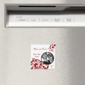 2 "x2" Bewaar de datum Magneet Crimson Red Floral (Insitu (Vaatwasser))