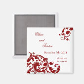 2 "x2" Favor Magneet Crimson Rood Bloemen Filigraa (Voorkant / Achterkant)