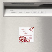 2 "x2" Favor Magneet Crimson Rood Bloemen Filigraa (Insitu (Vaatwasser))