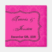 2 "x2" Favor Magnet Hot Roze Zwart Damast Kant Pri (Voorkant)
