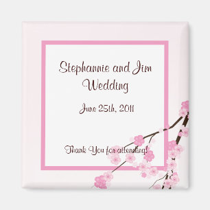 2 "x2" Favor Magnet Pink Cherry Blossom