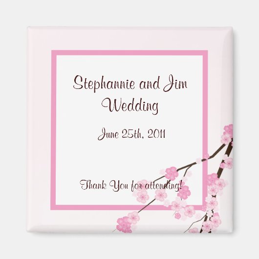 2 "x2" Favor Magnet Pink Cherry Blossom (Voorkant)