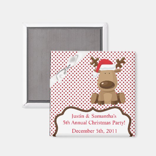 2 "x2" Favor Magnet Rendier Kerstmis XMAS Polka D (Voorkant / Achterkant)