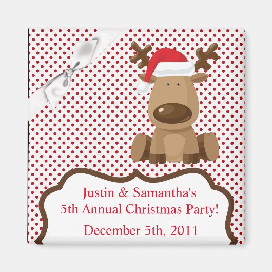 2 "x2" Favor Magnet Rendier Kerstmis XMAS Polka D (Voorkant)