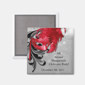 2 "x2" Favor Magnet Rood op Zilveren Masquerade (Voorkant / Achterkant)