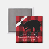 2 "x2" Favor Magnet Rood Plaid Zwart Beer (Voorkant / Achterkant)