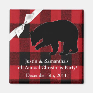 2 "x2" Favor Magnet Rood Plaid Zwart Beer
