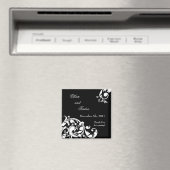 2 "x2" Favor Magnet Zwart Wit Bloemen Filigraan (Insitu (Vaatwasser))