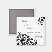 2 "x2" Favor Magnet Zwart Wit Bloemen Filigraan (Voorkant / Achterkant)