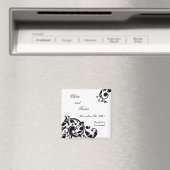 2 "x2" Favor Magnet Zwart Wit Bloemen Filigraan (Insitu (Vaatwasser))