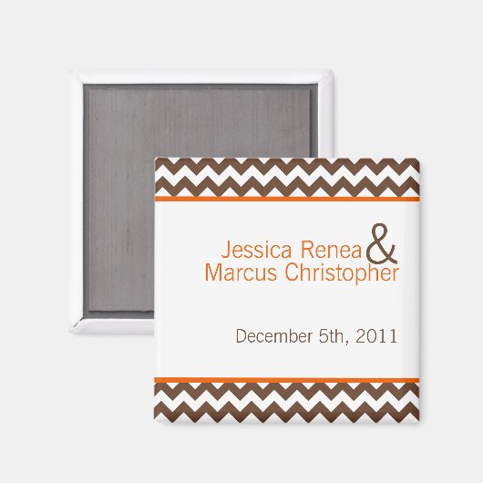 2 "x2" Favoriet Magneet Bruin Sinaasappel Chevron  (Voorkant / Achterkant)