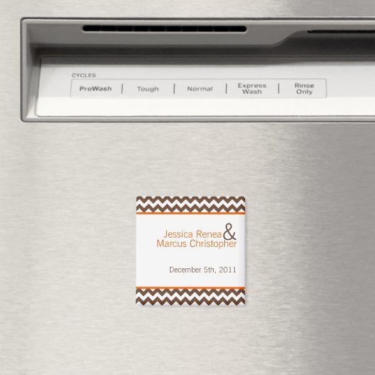 2 "x2" Favoriet Magneet Bruin Sinaasappel Chevron  (Insitu (Vaatwasser))