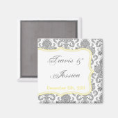 2 "x2" Favoriet Magneet Grijs Geel Damast Kant Pri (Voorkant / Achterkant)