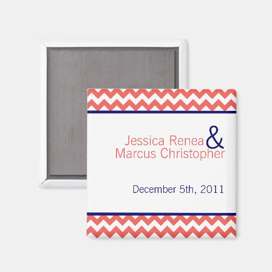 2 "x2" Favoriet Magneet Koraal Marine Blauw Chevro (Voorkant / Achterkant)