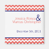 2 "x2" Favoriet Magneet Koraal Marine Blauw Chevro (Voorkant)