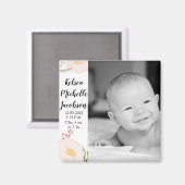 2 "x2" Geboorte Aankondiging Magneet Baby Roze Kos (Voorkant / Achterkant)