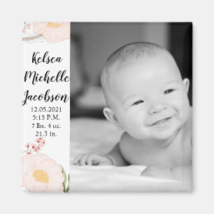 2 "x2" Geboorte Aankondiging Magneet Baby Roze Kos