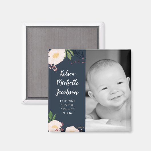 2 "x2" Geboorte Aankondiging Magneet Baby Roze Kos (Voorkant / Achterkant)