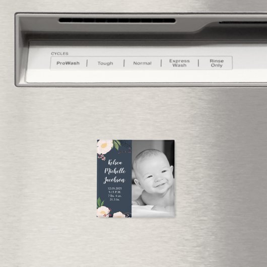 2 "x2" Geboorte Aankondiging Magneet Baby Roze Kos (Insitu (Vaatwasser))