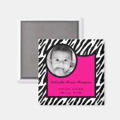 2 "x2" Geboorte Aankondiging Magneet Heet Roze Zeb (Voorkant / Achterkant)