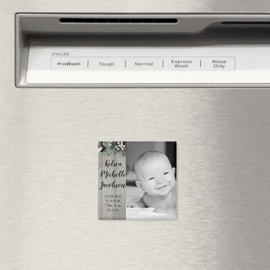 2 "x2" Geboorte Aankondiging Magneet Katoen Plant  (Insitu (Vaatwasser))