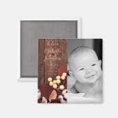 2 "x2" geboorte aankondiging magneet katoenen tak  (Voorkant / Achterkant)