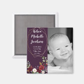 2 "x2" Geboorte aankondiging magneet Plum Paarse R (Voorkant / Achterkant)