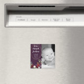 2 "x2" Geboorte aankondiging magneet Plum Paarse R (Insitu (Vaatwasser))